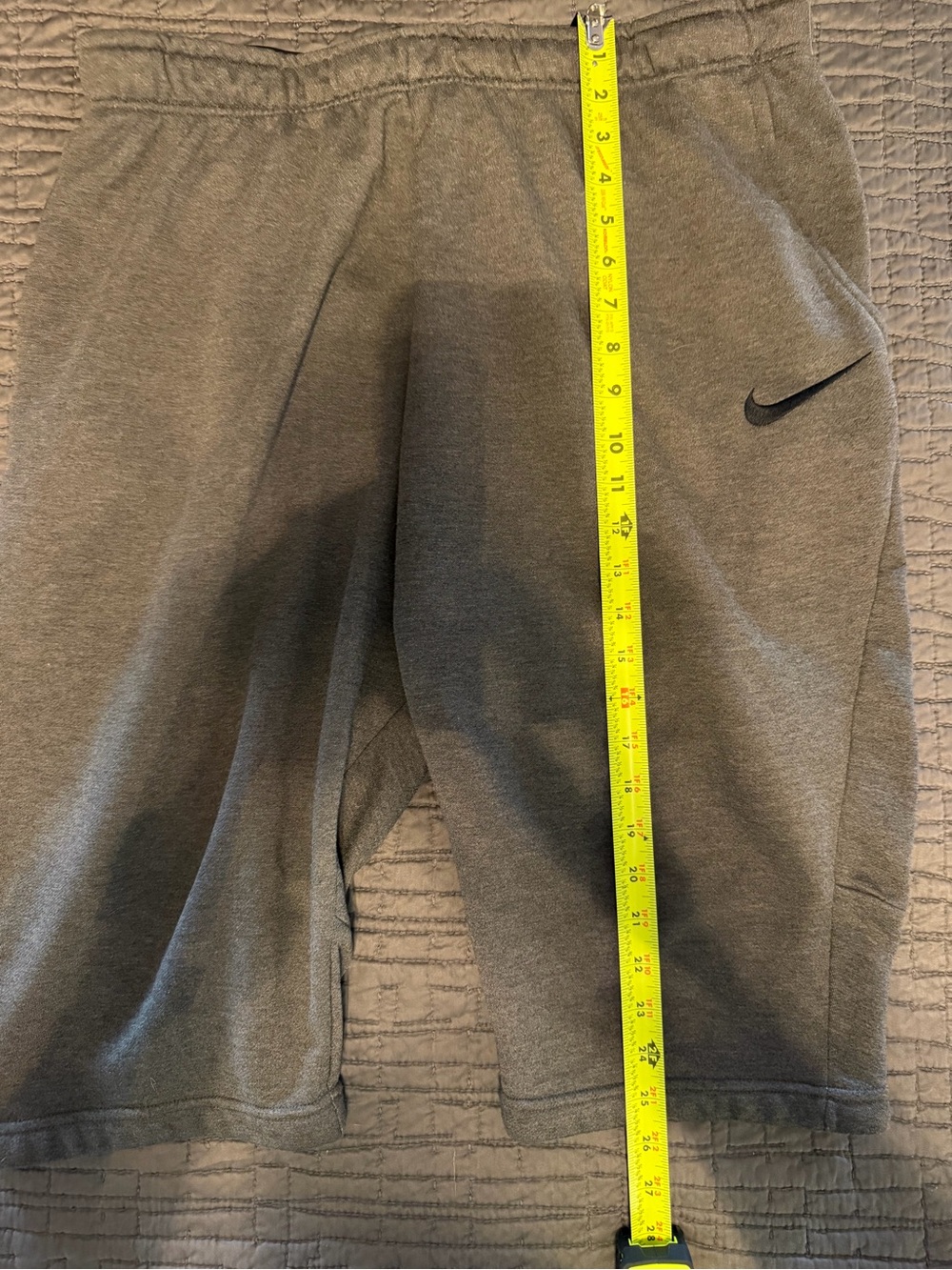 Nike Gray Knit Athletic Shorts with Black Swoosh